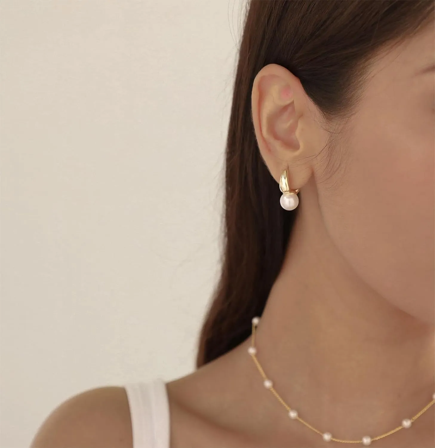 ASCOMY Pearl Earrings for Women 14K Gold/Silver Plated Elegant Dangle Stud Pearl Earrings Handpicked Pearls Dainty Pearl Jewelry Gifts for Women