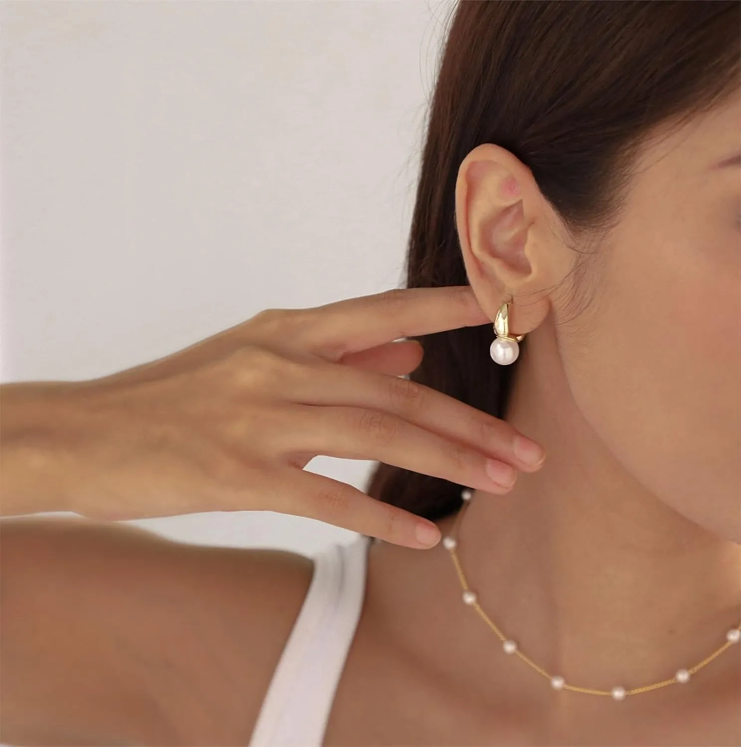 ASCOMY Pearl Earrings for Women 14K Gold/Silver Plated Elegant Dangle Stud Pearl Earrings Handpicked Pearls Dainty Pearl Jewelry Gifts for Women