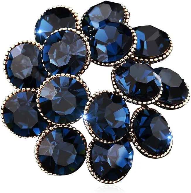 Austrian Crystal Brooch Sapphire Brooch Blue Crystal Brooch Pin Large Crystal Brooch Laple Pin Jewelry Gift for Women Wife Bride