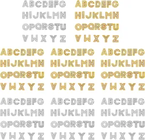 Azure Zone, A-Z Crystal Full Rhinestones Alphabet Letters Charms 8mm Golden Color Slide Letter for DIY Wristbands Bracelets Jewelry Making