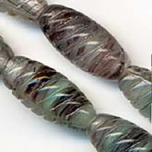 b11-pp-0802-Czech mint/amethyst spiral tubes. 14x7mm. Pkg of 6