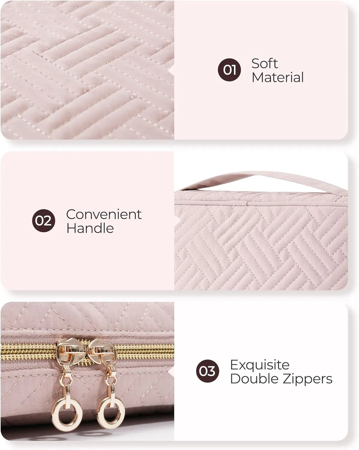 BAGSMART Jewelry Organizer Case Travel Jewelry Storage Bag for Necklace, Earrings, Rings, Bracelet, Soft Pink