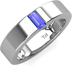 Baguette Shape 0.30 ct Tanzanite Men Wedding Band (5 mm) in Platinum