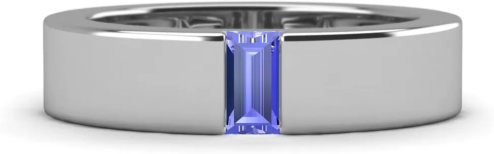 Baguette Shape 0.30 ct Tanzanite Men Wedding Band (5 mm) in Platinum