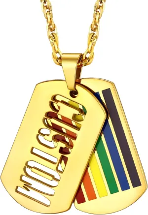 Bandmax Men Women LGBTQ Rainbow Necklaces Bracelets Stainless Steel Same Love Gay Lesbian Pride Pendant Necklace Bracelet Jewelry for Gay Parade