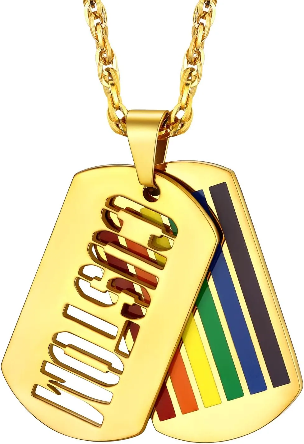 Bandmax Men Women LGBTQ Rainbow Necklaces Bracelets Stainless Steel Same Love Gay Lesbian Pride Pendant Necklace Bracelet Jewelry for Gay Parade