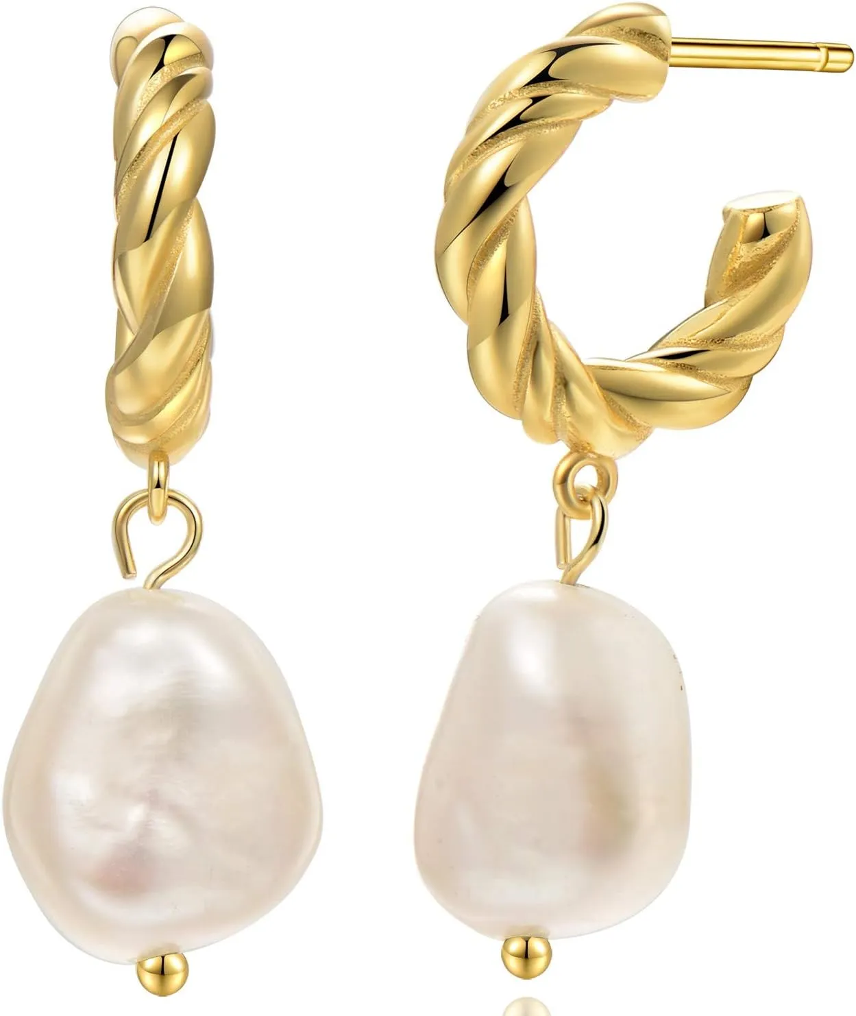 Baroque Pearl Earrings [.925 Sterling Silver] - Vintage/Art Deco/Gala/Evening Wear/Elegant/Ballroom/Bridal