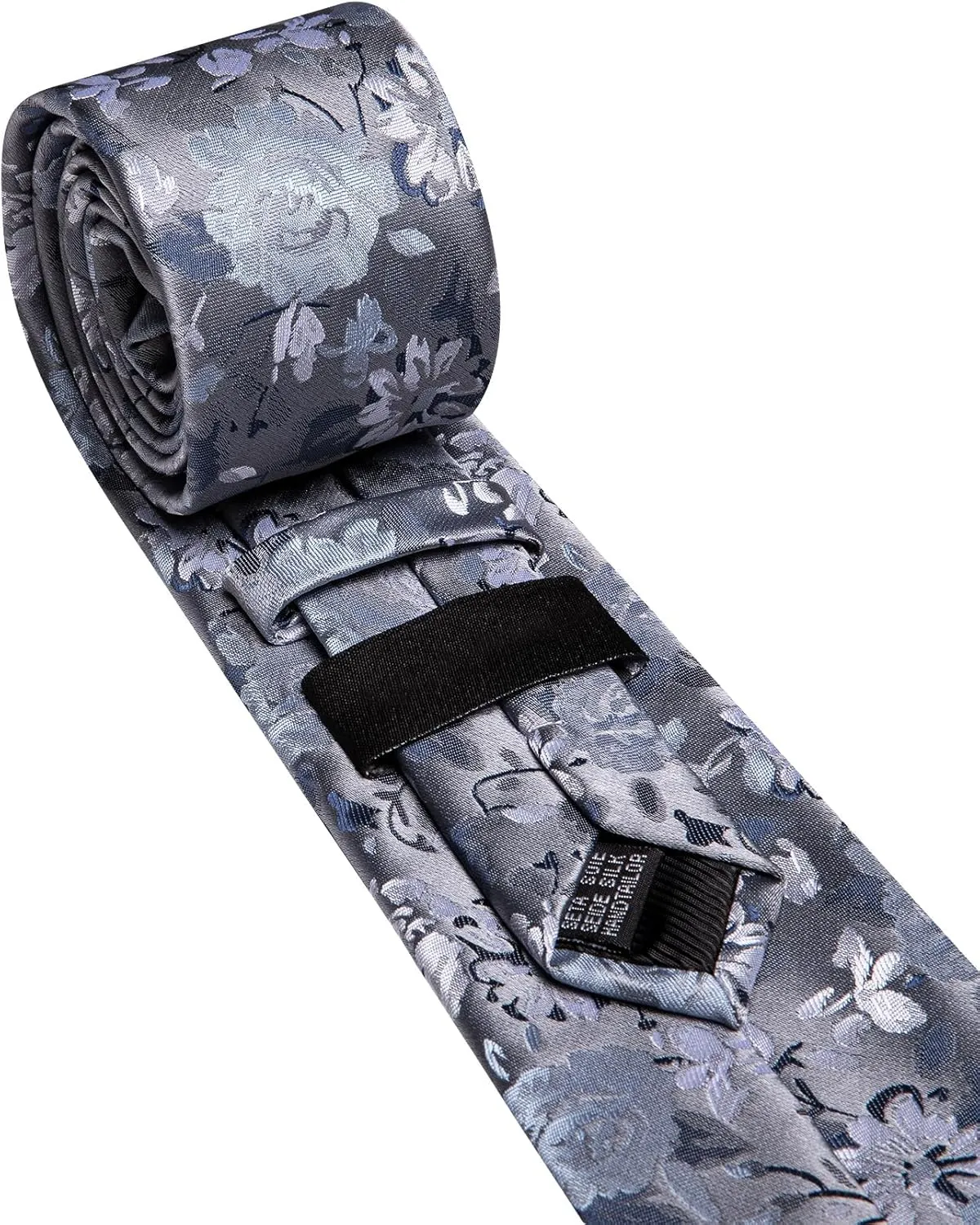 Barry.Wang Paisley/Floral Men Necktie with Tie Clip Silk Tie Formal Wedding Party Business