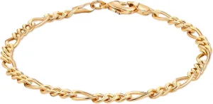 Barzel 18K Gold Plated Figaro Bracelet - Made In Brazil