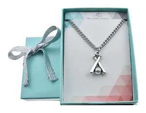Baseball and Bat Necklace Silver Toned Metal on a 16" Stainless Steel Curb Chain. Boys Jewelry. Baseball Mom. Gifts for Boys 8-10. Sports Jewelry.