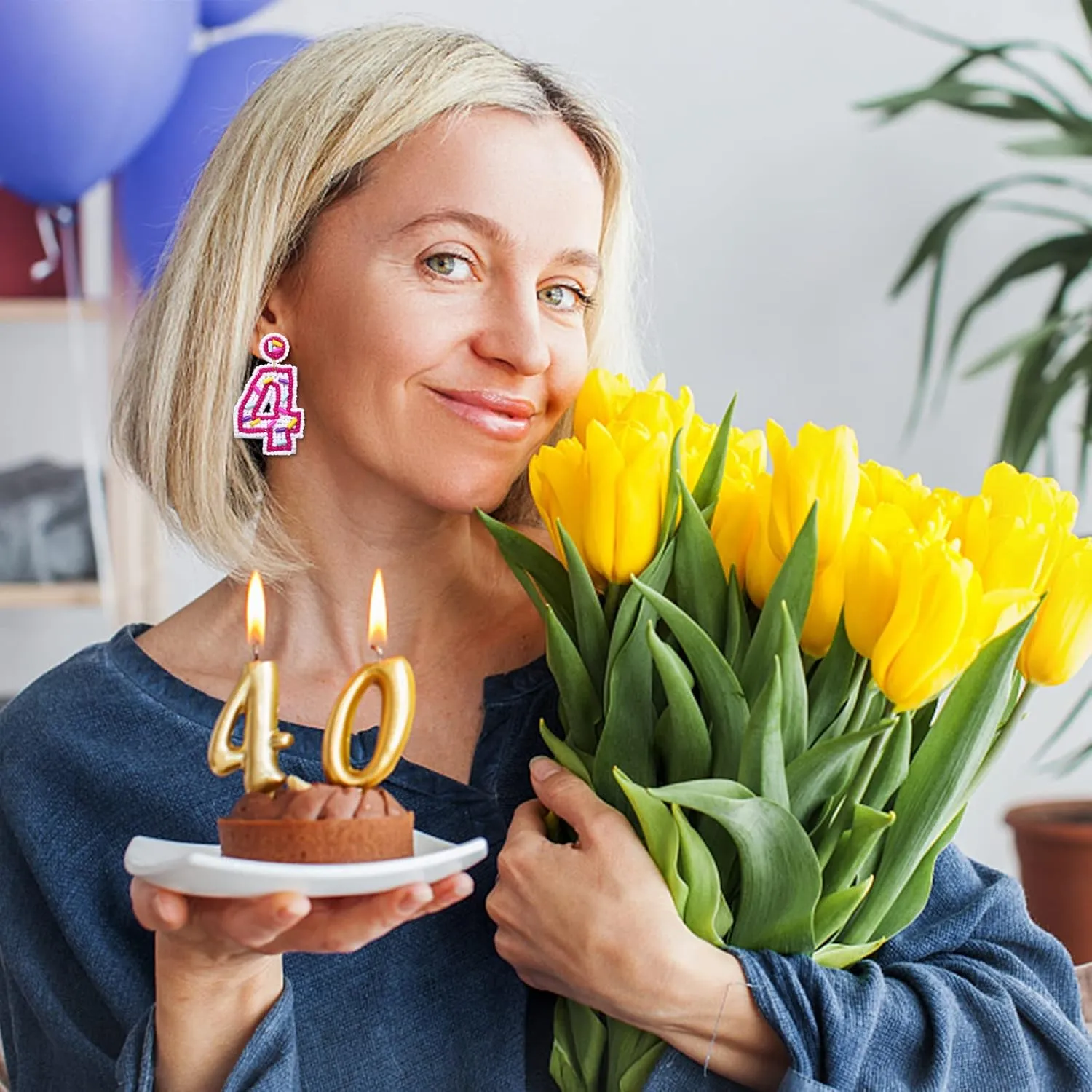 Beaded Birthday Earrings Cake Happy Birthday Earrings Handmade Drop Dangle Earrings Celebration Birthday Party Jewelry