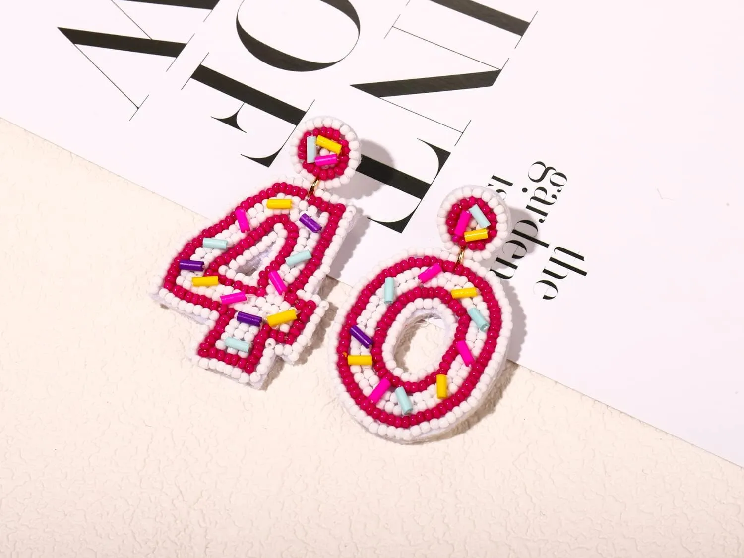 Beaded Birthday Earrings Cake Happy Birthday Earrings Handmade Drop Dangle Earrings Celebration Birthday Party Jewelry