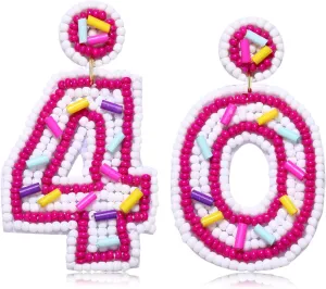 Beaded Birthday Earrings Cake Happy Birthday Earrings Handmade Drop Dangle Earrings Celebration Birthday Party Jewelry