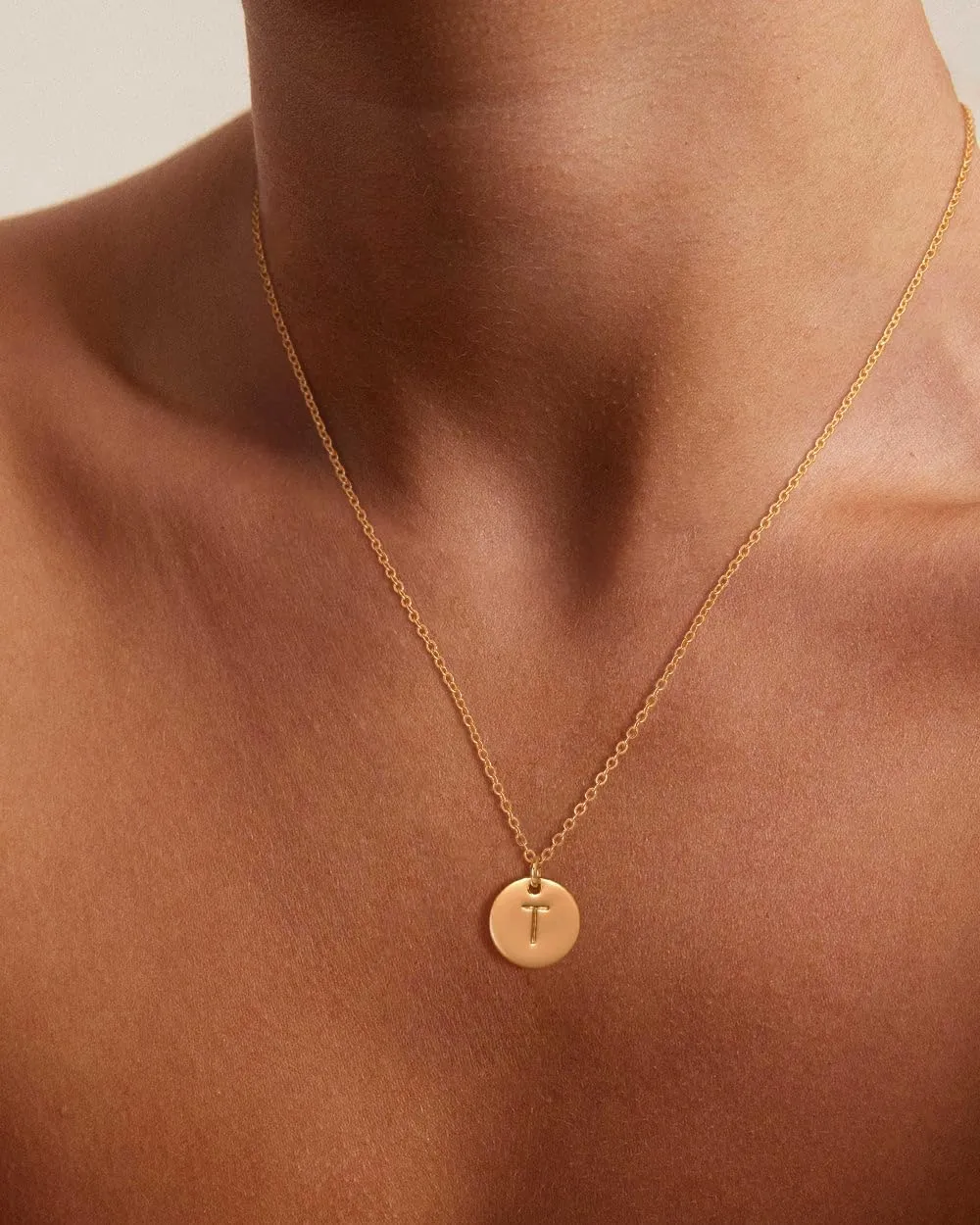 Bemoly Initial Necklace for Women Round 11MM Coin Disc Double Side Engraved Letter A-Z Hammered Pendant 14K Gold Plated Personalized Alphabet Birthday Jewelry 17.5"