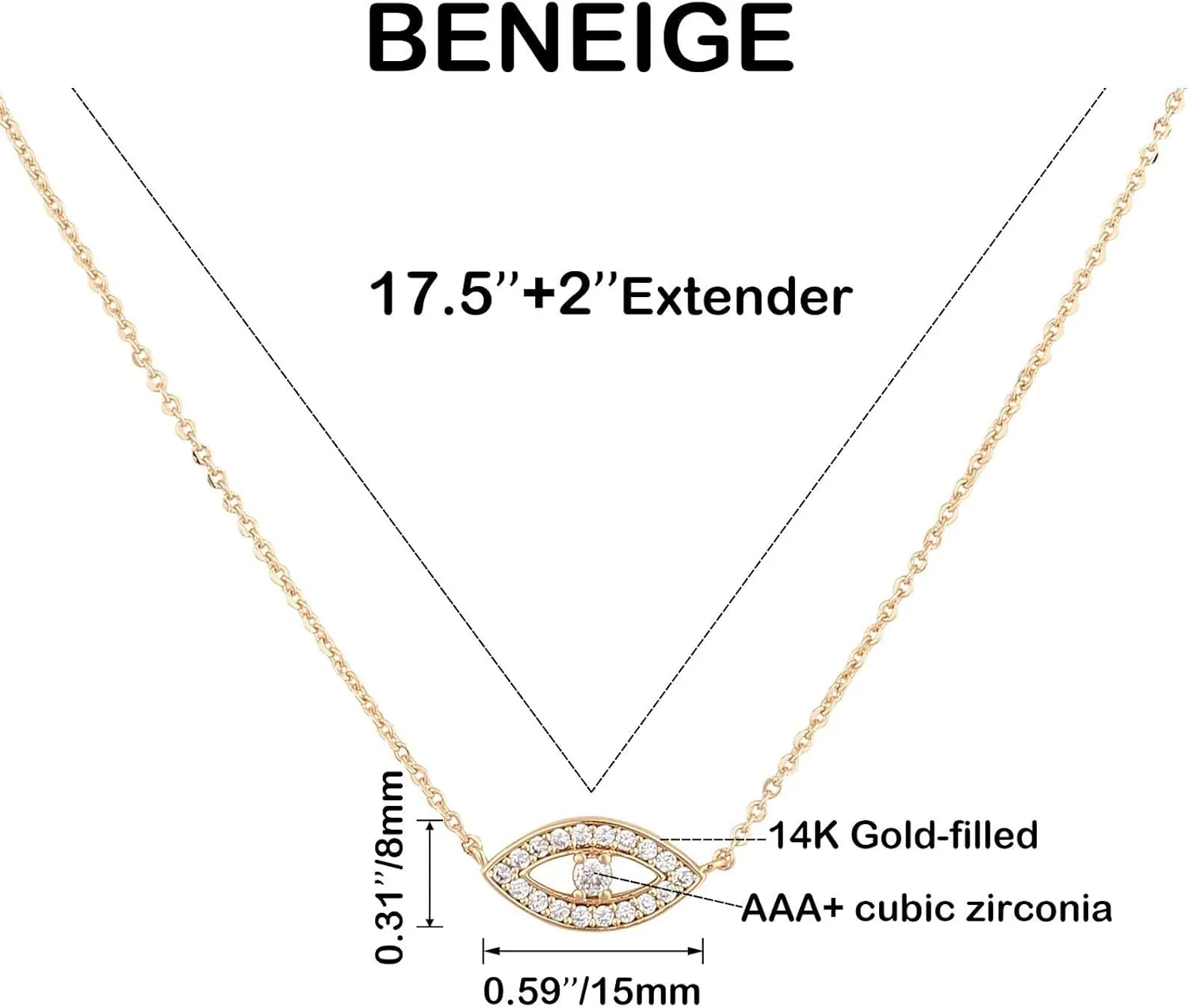 BENEIGE Gold Necklace for Women 14K Gold Plated Evil Eye Necklace Trendy Gold Pendant Necklace Jewelry For Women