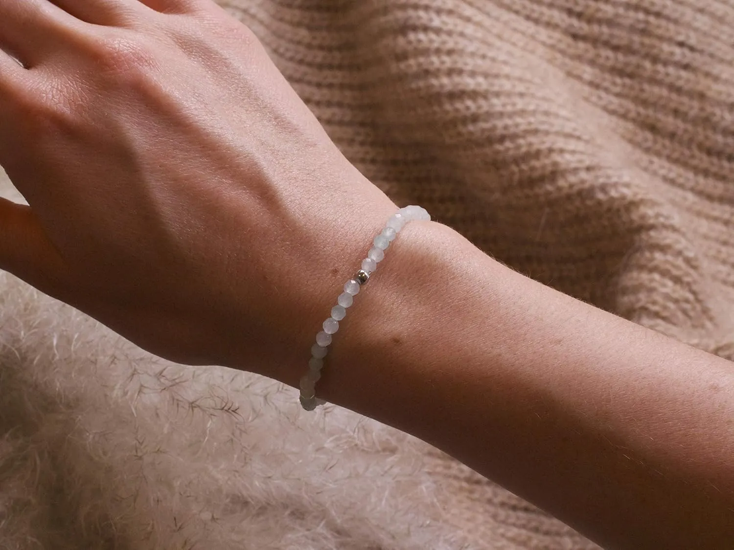 BERGERLIN Real natural stone bracelet with 925 Sterling silver pearl - Delicate faceted pearls - Genuine Bracelets with Certified Quality