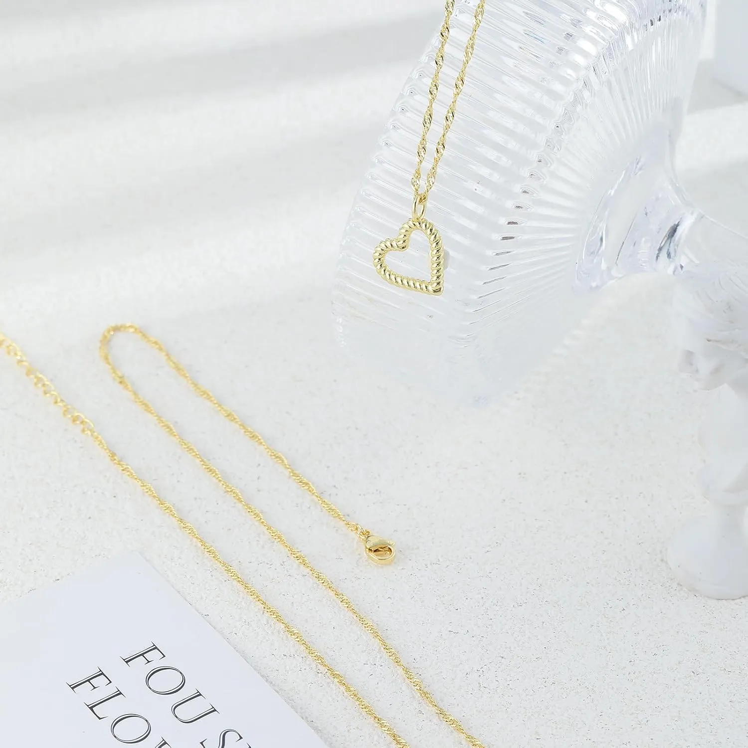 BERISO Gold Chunky Necklaces for Women 14K Gold/Silver Plated Chain Toggle Clasp Necklace Dainty Heart Pendant Paperclip Necklace Evil Eye Choker Necklace For Women