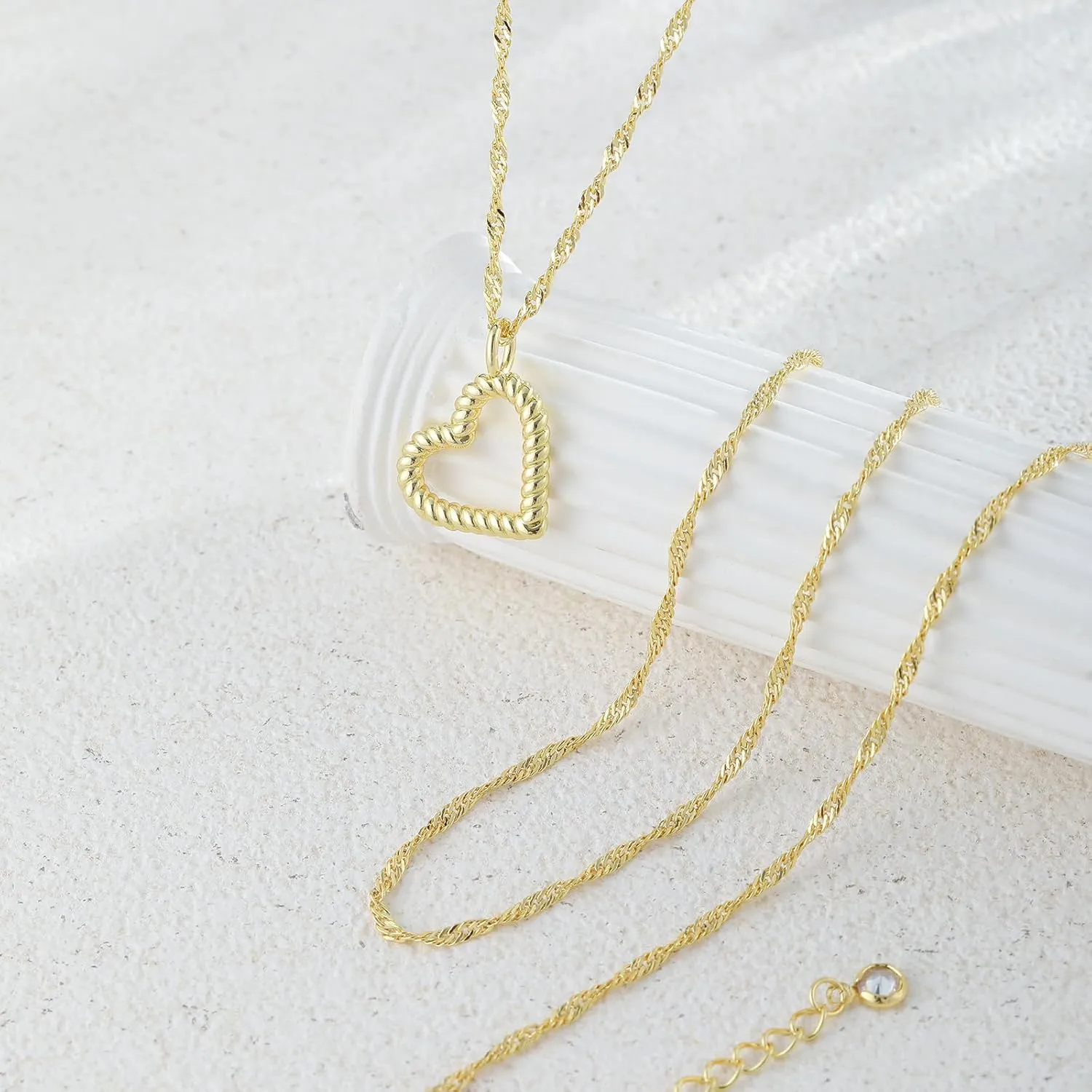 BERISO Gold Chunky Necklaces for Women 14K Gold/Silver Plated Chain Toggle Clasp Necklace Dainty Heart Pendant Paperclip Necklace Evil Eye Choker Necklace For Women