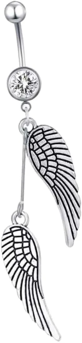 BESPORTBLE 1Pc Delicate Angel Wing Belly Button Ring Body Piercing Jewelry Elegant Navel Decoration for Belly Piercing Decor and Jewelry Decoration