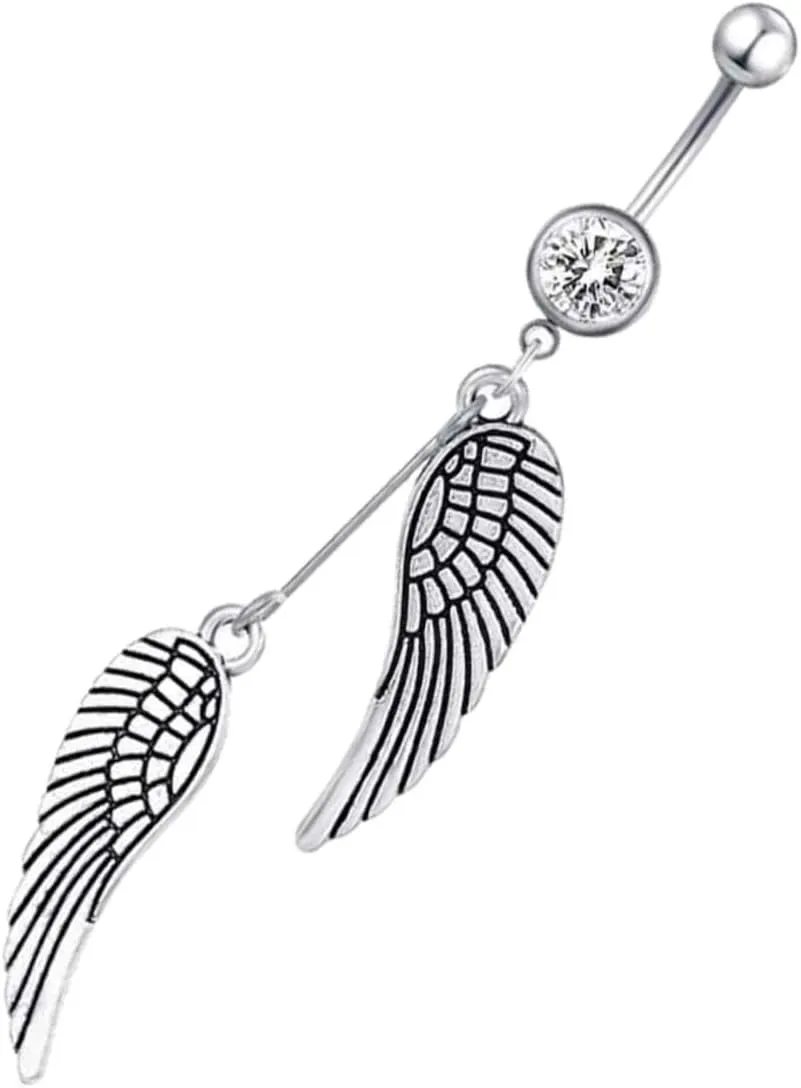 BESPORTBLE 1Pc Delicate Angel Wing Shaped Belly Button Ring Body Piercing Jewelry for Navel Piercing Decor Elegant Wing Design Belly Piercing Jewelry