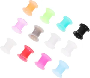 BESPORTBLE 24Pcs Mixed Color Silicone Ear Tunnels Plugs Double Flared Expanders for Piercing Jewelry Ear Stretchers Comfortable and Stylish Flesh Tunnels