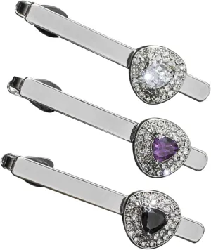 BESPORTBLE 3Pcs Men Tie Clips Gemstone Heart Design Necktie Clips for Business Suit Accessories Unique Tie Clips for Men Stylish Shirt Clips