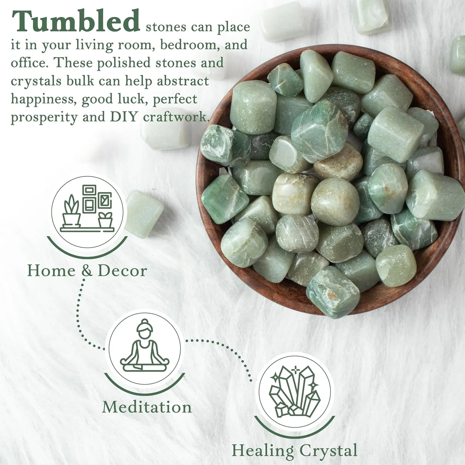 BEZAVO Green Jade Healing Crystals Stones Set Tumbled Stones and Crystals Bulk for Healing, Reiki, Meditation, Witchcraft Crystals Gemstone for Jewelry Making and Spiritual Home Decor 20-25 mm, 1LB
