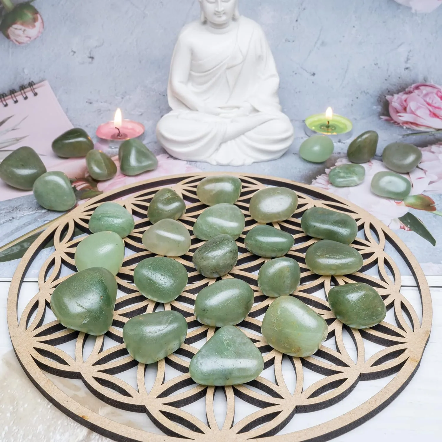 BEZAVO Green Jade Healing Crystals Stones Set Tumbled Stones and Crystals Bulk for Healing, Reiki, Meditation, Witchcraft Crystals Gemstone for Jewelry Making and Spiritual Home Decor 20-25 mm, 1LB
