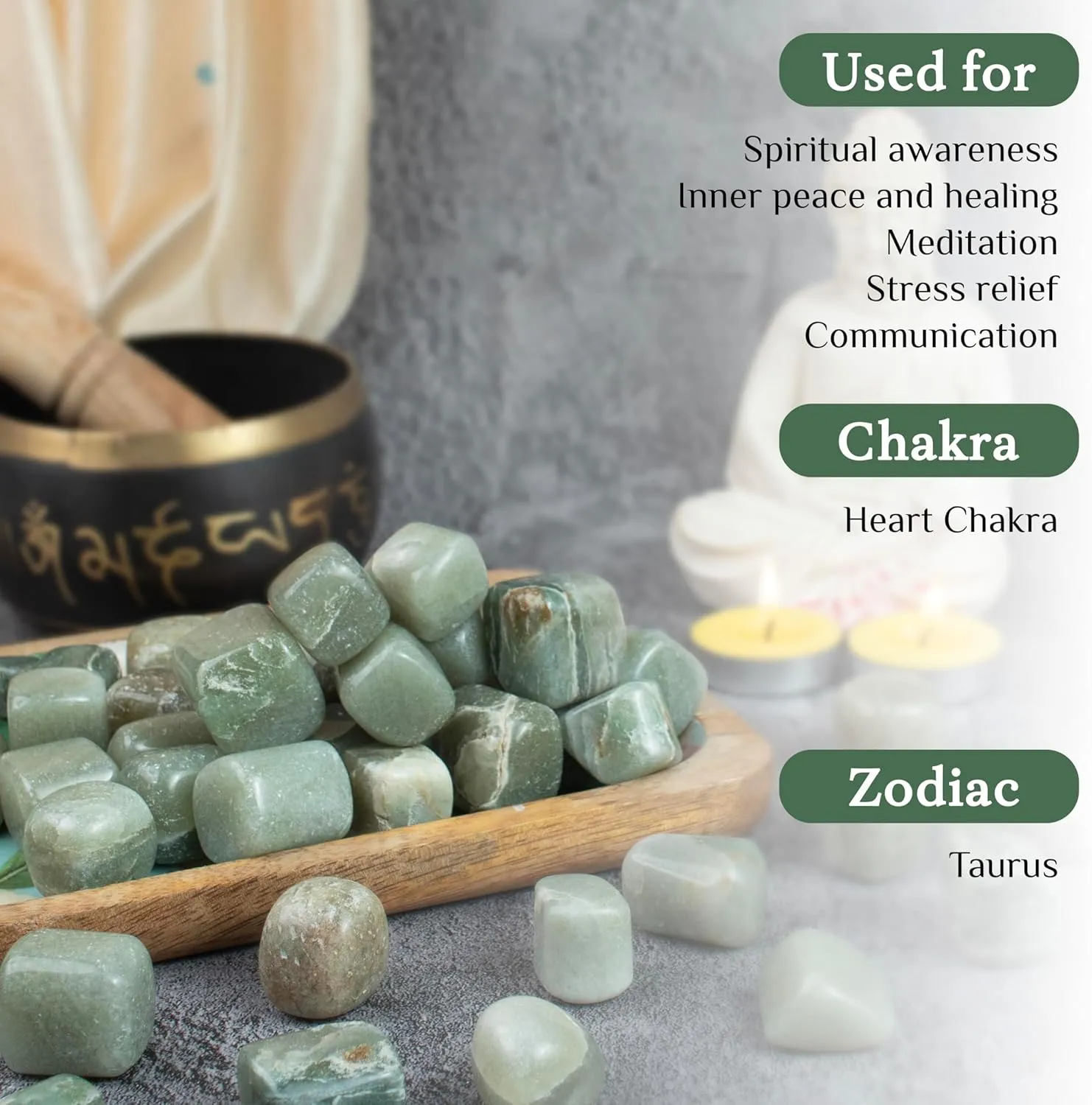BEZAVO Green Jade Healing Crystals Stones Set Tumbled Stones and Crystals Bulk for Healing, Reiki, Meditation, Witchcraft Crystals Gemstone for Jewelry Making and Spiritual Home Decor 20-25 mm, 1LB