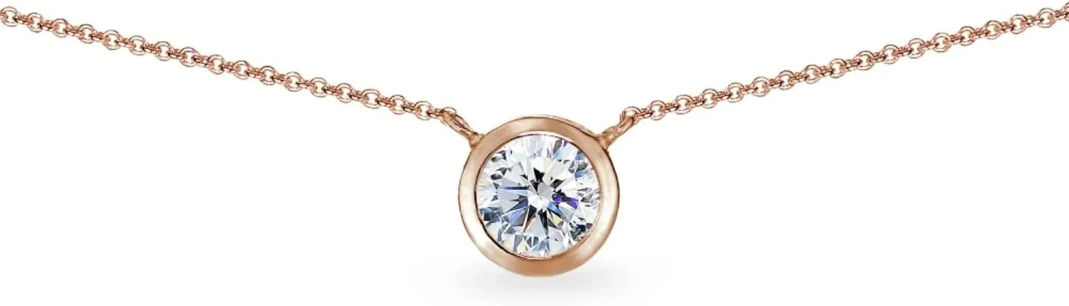 Bezel Necklace, Short Necklace, Adjustable Lengths 13-16 Inches, Choker Layering Necklace, Bridal Bridesmaids Necklace, Dainty Necklace, Choker Necklaces for Women, Sterling Silver Necklace for Women