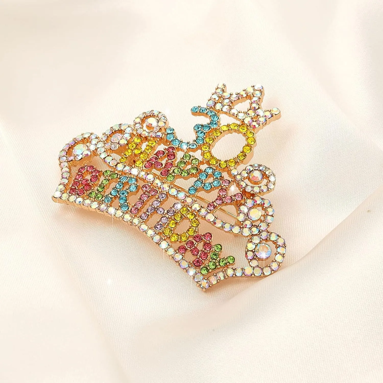 Birthday Brooch Pins Queen Crown Brooch for Women Bling Luxury Rhinestone Brooches Crystal Lapel Pin Large Safety Pin Birthday Party Fashion Lapel Pin Accessories