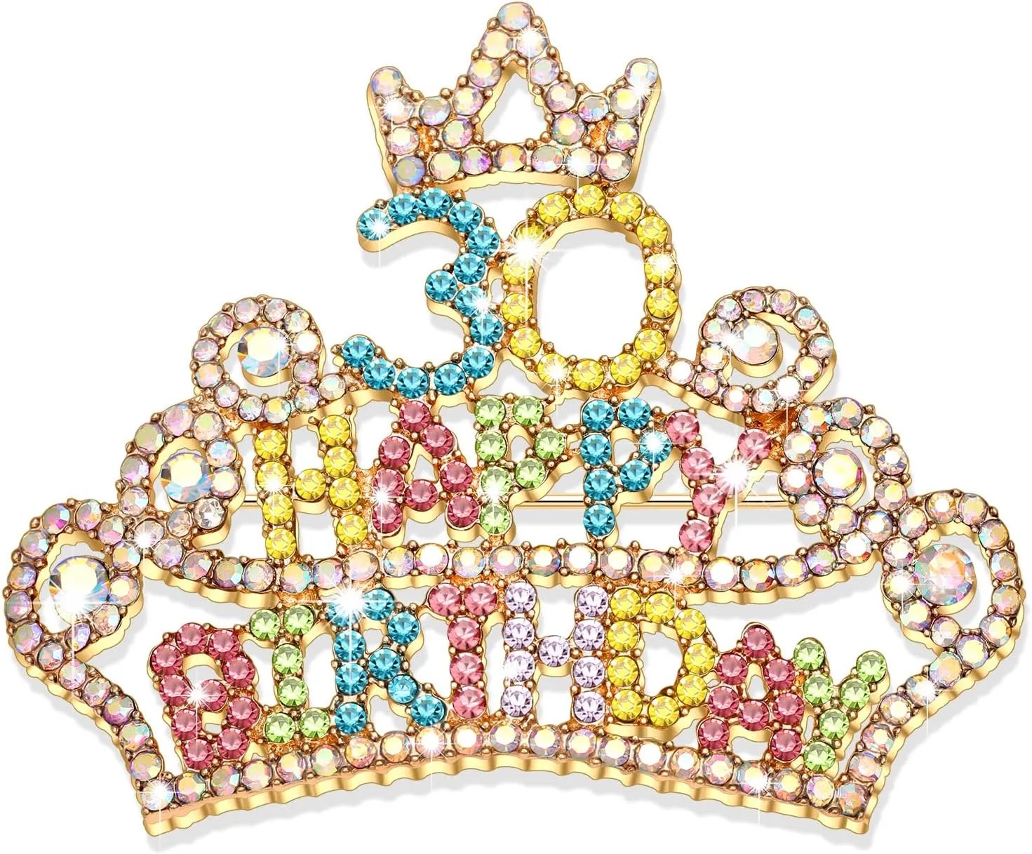 Birthday Brooch Pins Queen Crown Brooch for Women Bling Luxury Rhinestone Brooches Crystal Lapel Pin Large Safety Pin Birthday Party Fashion Lapel Pin Accessories