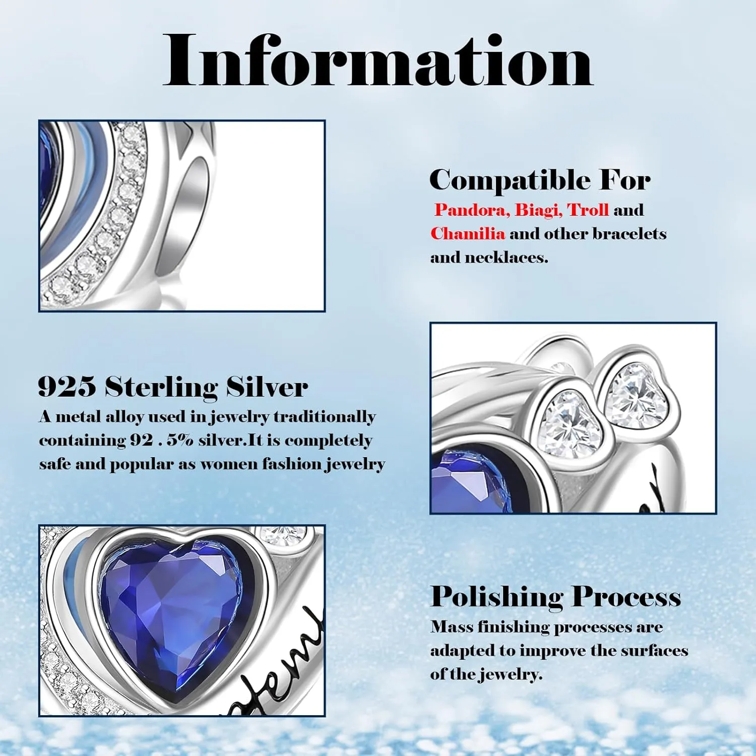 Birthstone Heart Charms 925 Sterling Silver,Love Heart Beads for Charm Bracelets and Necklaces with 5A Cubic Zirconia,Birthday Mothers Day Jewelrys