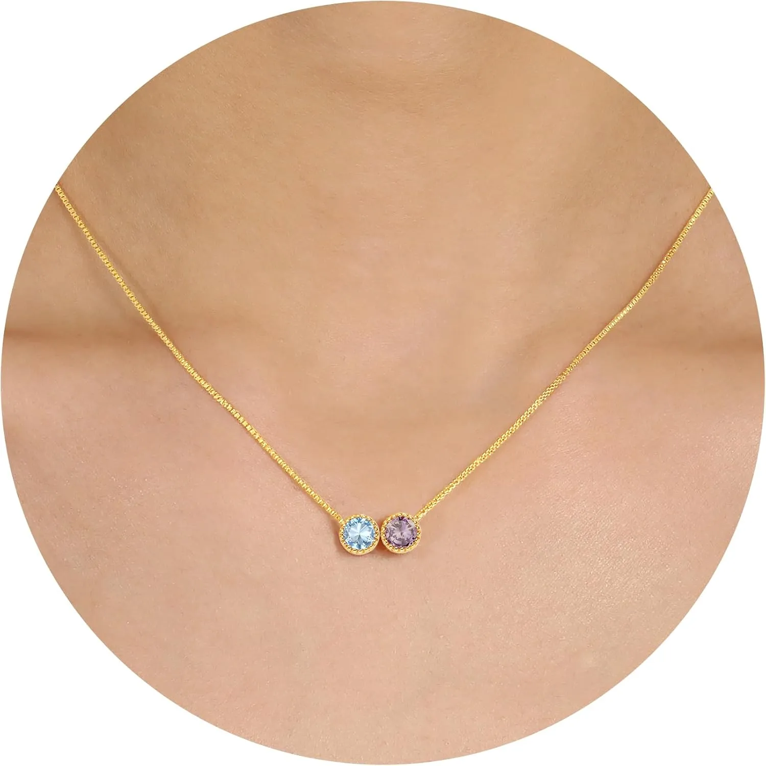 Birthstone Necklace for Women, Birthday Gifts for Women 14K Gold Necklaces for Teen Girls Dainty 1 to 12 Birthstone Christmas Gift Stocking Stuffers Valentines Mothers Day Jewelry