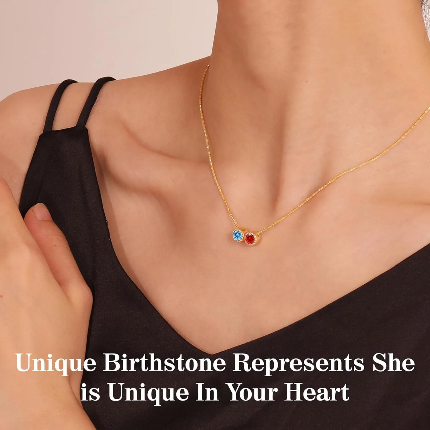 Birthstone Necklace for Women, Birthday Gifts for Women 14K Gold Necklaces for Teen Girls Dainty 1 to 12 Birthstone Christmas Gift Stocking Stuffers Valentines Mothers Day Jewelry