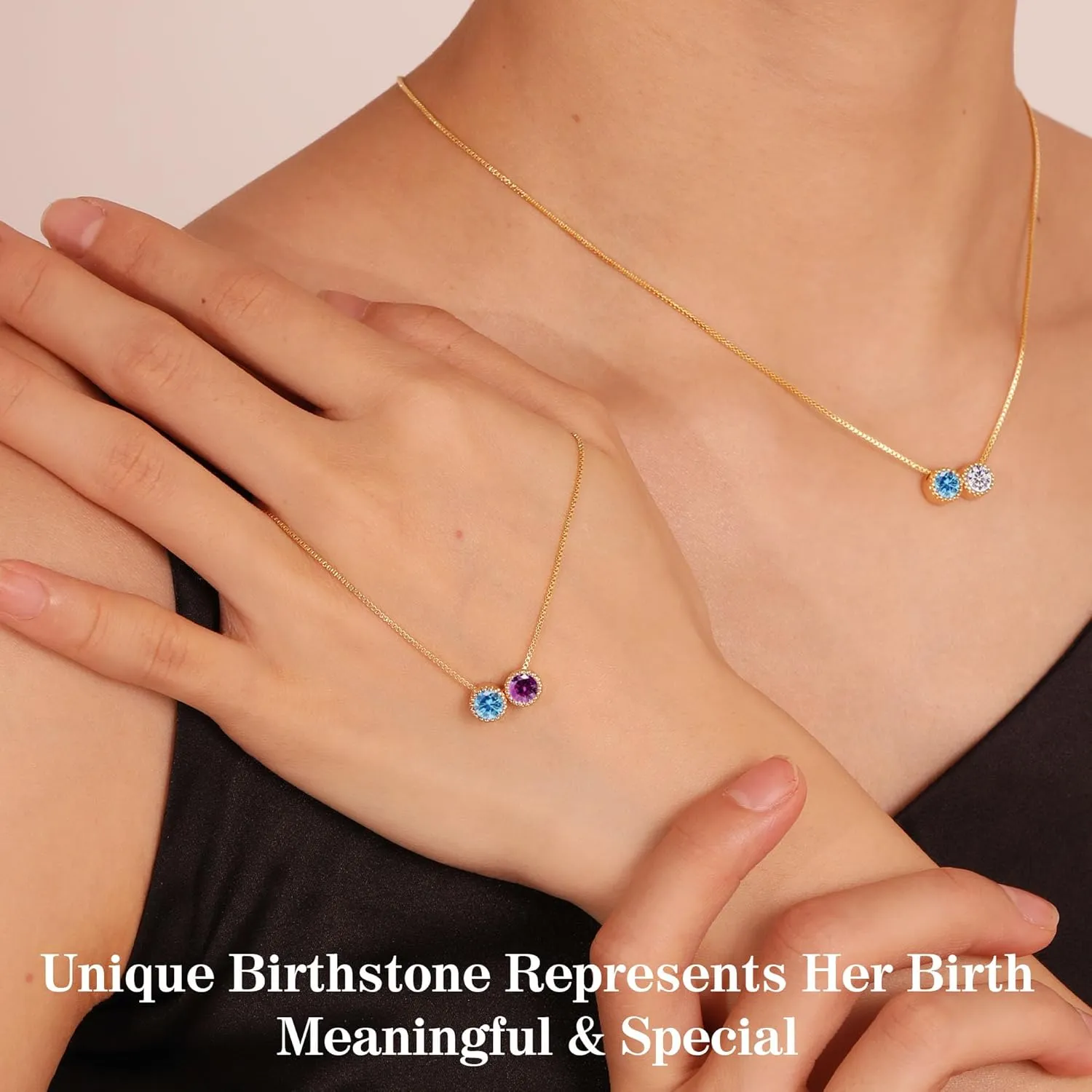 Birthstone Necklace for Women, Birthday Gifts for Women 14K Gold Necklaces for Teen Girls Dainty 1 to 12 Birthstone Christmas Gift Stocking Stuffers Valentines Mothers Day Jewelry