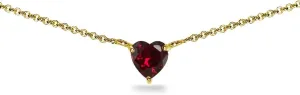Birthstone Necklace for Women - Genuine or Synthetic Gemstone, 7mm Heart Solitaire, Short Dainty Layered Choker, Silver