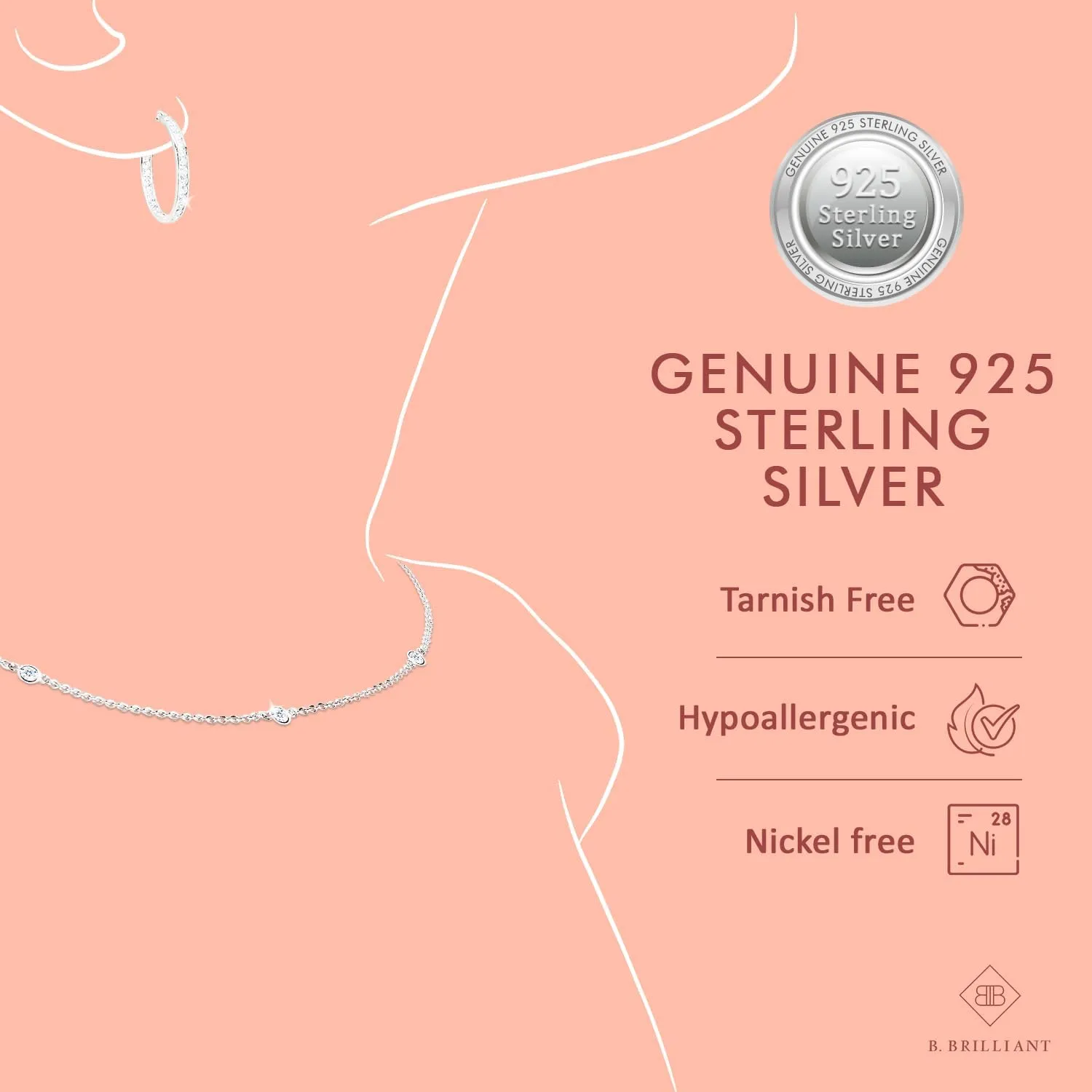 Birthstone Necklace for Women - Genuine or Synthetic Gemstone, 7mm Heart Solitaire, Short Dainty Layered Choker, Silver