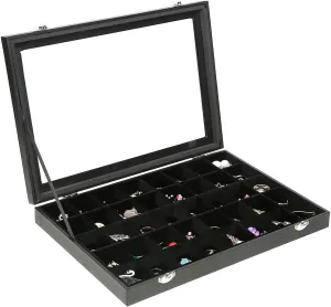 Black 40 Grid Jewelry Organizer Display Box with Transparent lid Velvet Earring Organizer Case Jewelry Storage Box,Jewelry Case For Drawers,Jewelry Tray For Ring,Earring.Gift for Women Girls