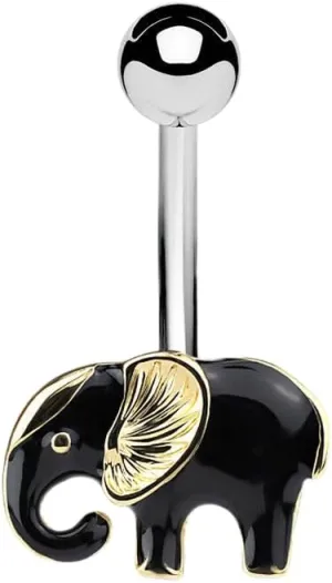 Black and Gold Elephant Surgical Steel Navel Belly Button Ring Body Unique Jewelry Delicate Design Piercing Steel Surgical For Women