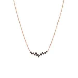 Black Diamond Cluster Necklace For Women, 14k Rose Gold Finish Diamond Chain Necklace, Ladies Delicate Cluster Necklace, Dainty Necklace