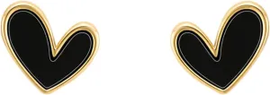 Black White Love Heart Dangle Drop Earrings Delicate Enamel Heart Earrings 14K Gold Plated Framed Heart Small Stud Earrings Jewelry for Women