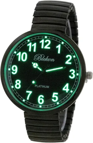 Blekon Collections New Super Large Face Stretch Band Luminous Hands and Numbers Dial Japanese Movement PC21J Fashion Watch