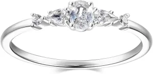 BLOSSOM & HUE 18K Gold Plated Sterling Silver Cluster Ring | Marquise and Round CZ Wedding Ring | Delicate Gold Eternity Ring CZ Stackable Band