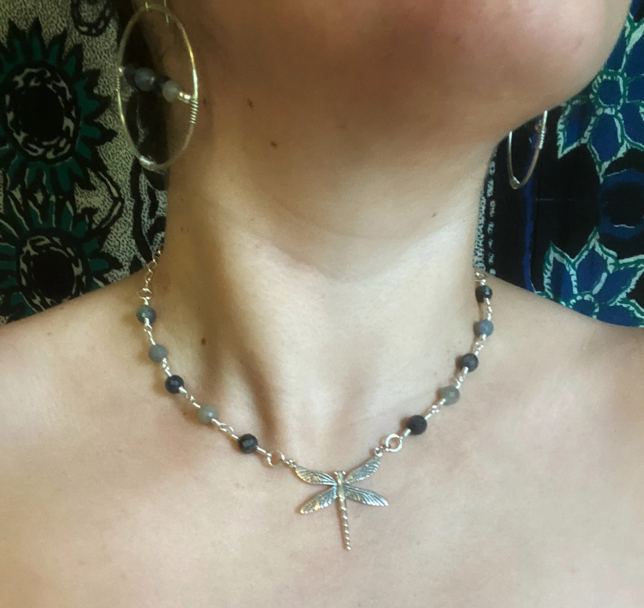 Blue sapphire necklace -Sterling silver