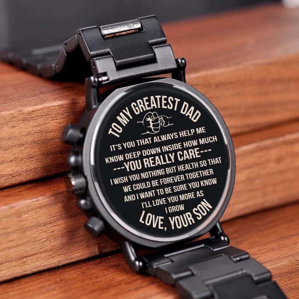 BOBO BIRD Mens Personalized Engraved Wooden Watches, Stylish Wood & Stainless Steel Combined Quartz Casual Wristwatches for Men Family Friends Customized Watch
