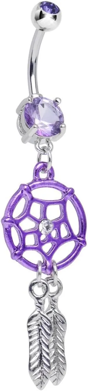 Body Candy Purple Summer Twilight Dreamcatcher Dangle Belly Ring