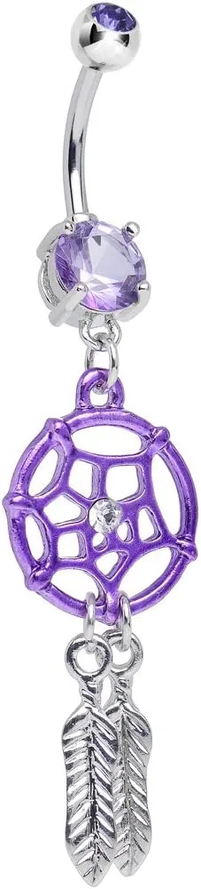 Body Candy Purple Summer Twilight Dreamcatcher Dangle Belly Ring