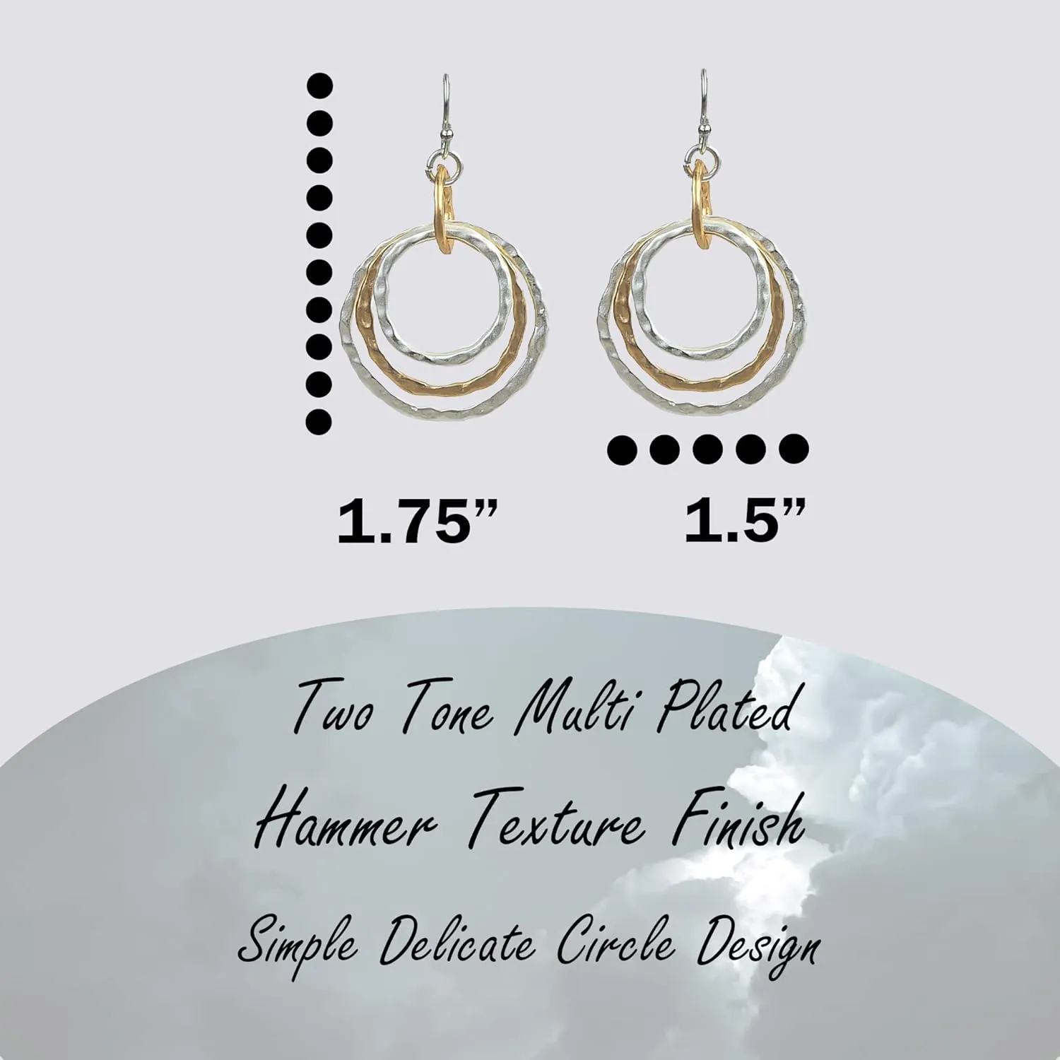Bohemian Boho Round Circle Hoop Dangle Drop Earrings for Women  Delicate  Hammer Texture  Matte Plated  with Gift Box Included