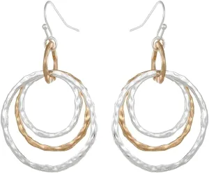 Bohemian Boho Round Circle Hoop Dangle Drop Earrings for Women  Delicate  Hammer Texture  Matte Plated  with Gift Box Included
